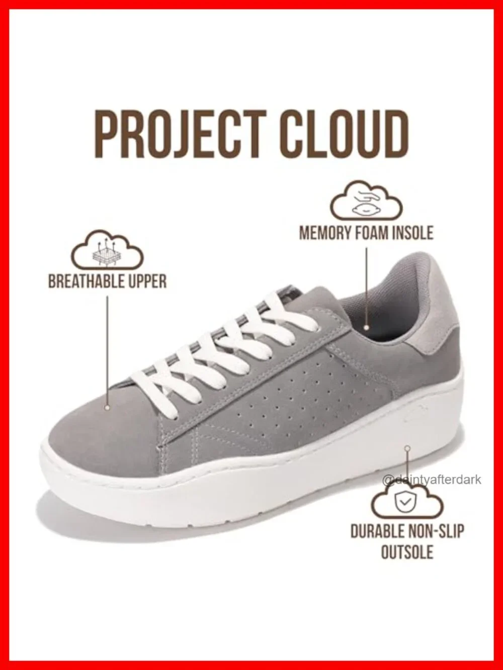 Women's Platform Sneakers - Memory Foam Insole, Wedge Heel, Non-Slip, 1.9